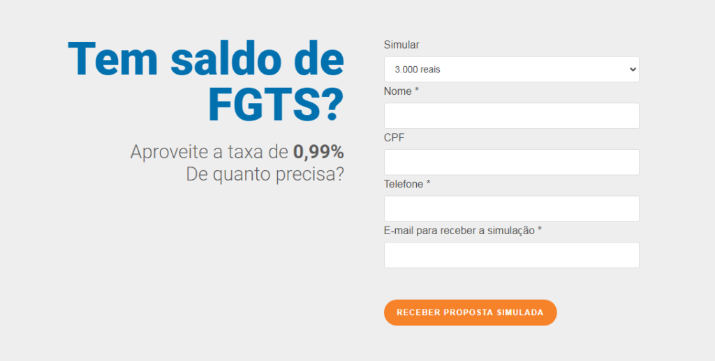 Simular empréstimo FGTS para negativado